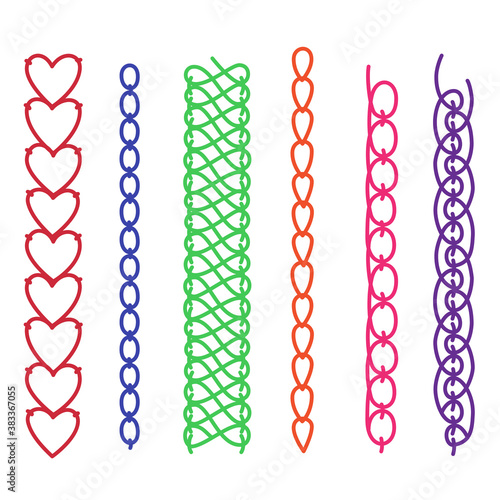 Vector handmade , decorative stitches of different colors on a white background.