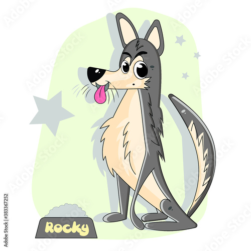 Siberian wolf cartoon. Dog breeds - Vector illustration