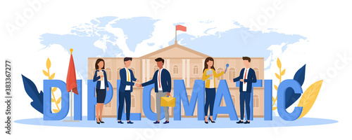 International relations concept. Flat cartoon vector illustration