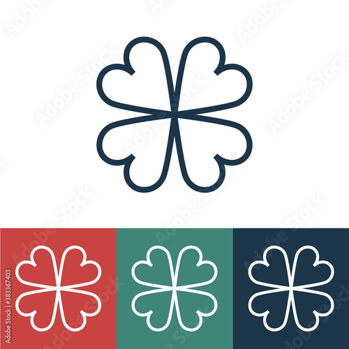 Linear vector icon with four leaf clover