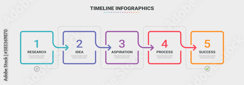 Thin line infographic template with 5 steps. Modern business concept infographics with options for brochure, diagram, workflow, timeline. Vector EPS 10