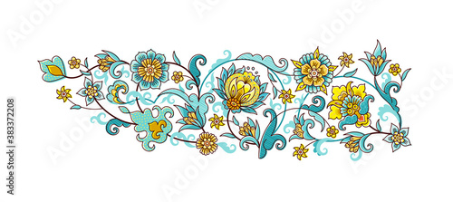 Vector element, arabesque for design template. Luxury ornament in Eastern style. Turquoise floral illustration. Ornamental decor for invitation, greeting card, wallpaper, ornaments background.