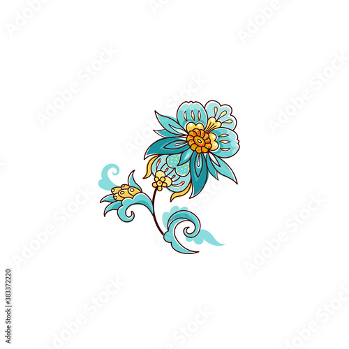 Vector element, arabesque for design template. Luxury ornament in Eastern style. Turquoise floral illustration. Ornamental decor for invitation, greeting card, wallpaper, ornaments background.