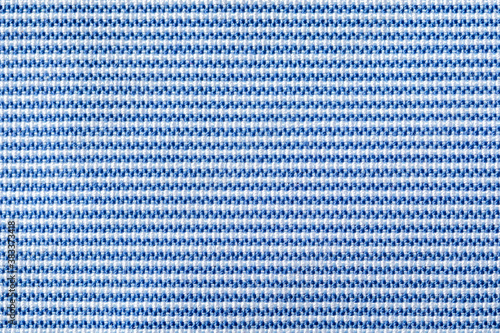 Abstract blue and white synthetic fabric linen. Detail of canvas textile material texture and background.
