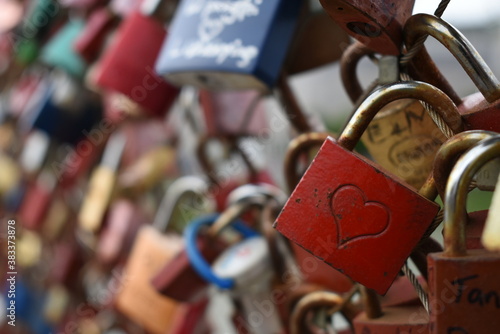 Photography love promise padlock on the bridge