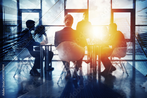 Bilde på lerret Business background concept with people silhouette working in the office