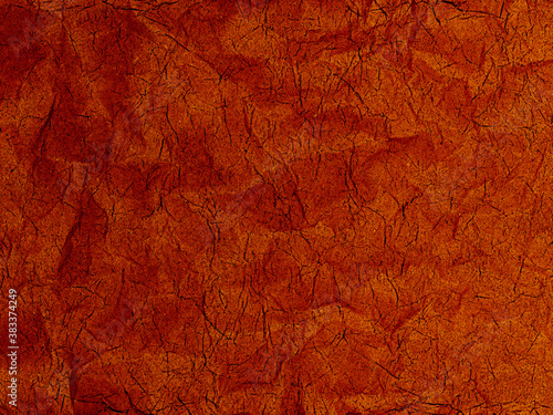 A red toned rough, creased abstract digital collage texture. Ideal for use as a background image.
