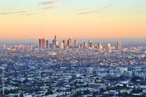 Sunset view of Los Angeles City from Griffith Park Observatory