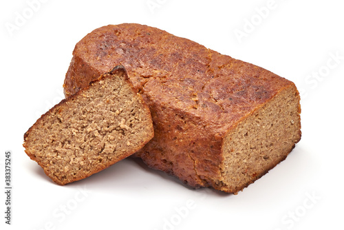 Baked traditional meatloaf, isolated on white background © GSDesign