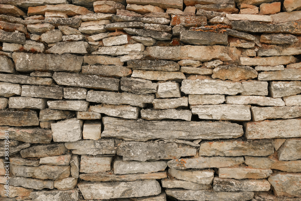 Fototapeta premium Old stone wall texture background. The stone wall texture background natural color.