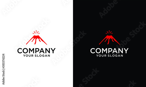 eruption of a volcano, vector logo illustration
