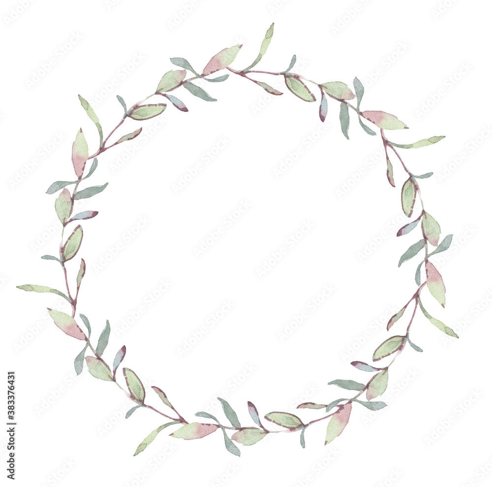 Round frame with hand drawn floral ornaments Round frame with hand drawn floral ornaments