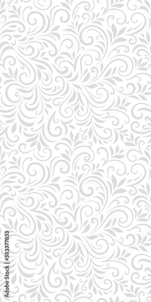 Vector seamless pattern with leaves and curls. Monochrome abstract floral background. Stylish monochrome texture. Vector seamless pattern with leaves and curls. Monochrome abstract floral background. Stylish monochrome texture.
