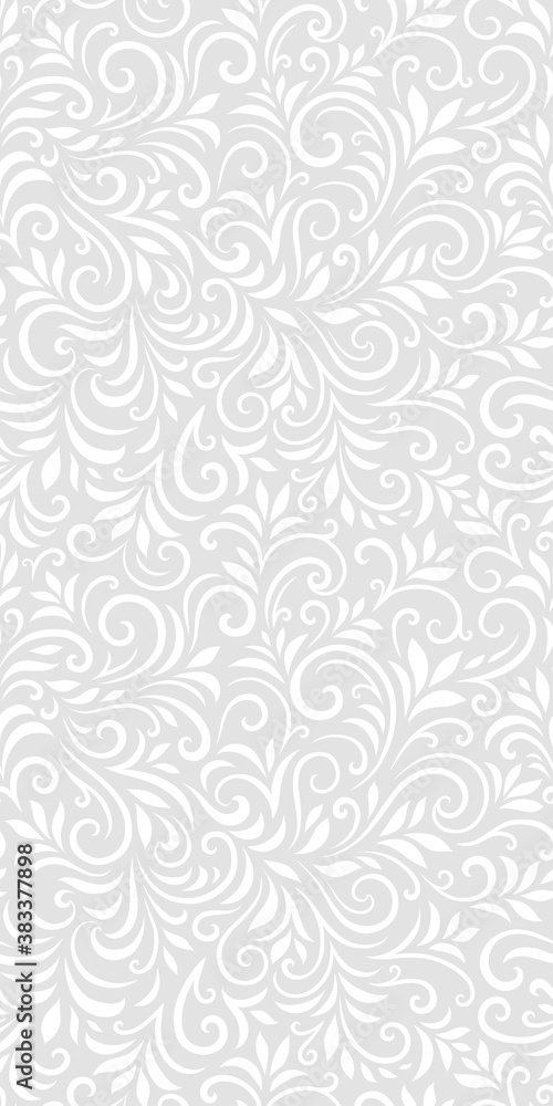 Vector seamless pattern with leaves and curls. Monochrome abstract floral background. Stylish monochrome texture. Vector seamless pattern with leaves and curls. Monochrome abstract floral background. Stylish monochrome texture.