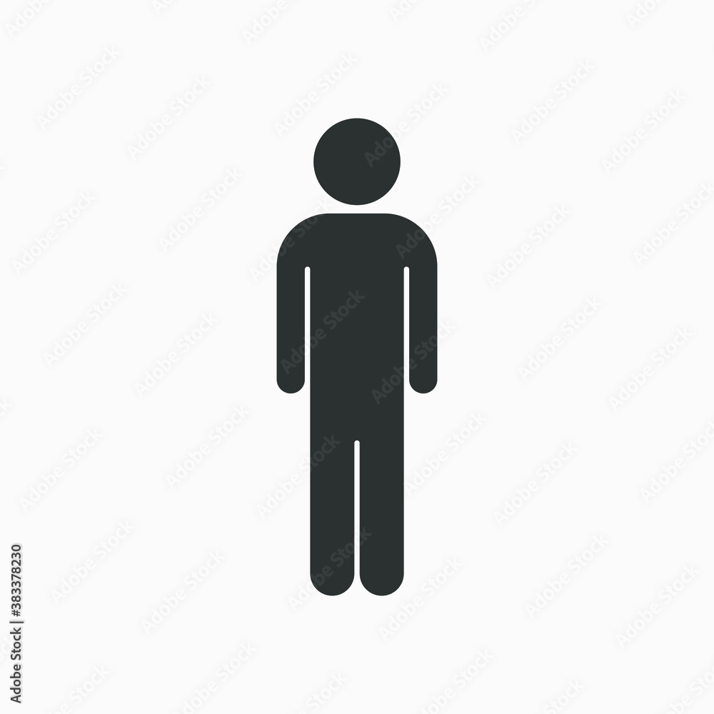 Man pictogram isolated on white background. Male symbol. The symbol of a man. Standing man pictogram. Man pictogram isolated on white background. Male symbol. The symbol of a man. Standing man pictogram.