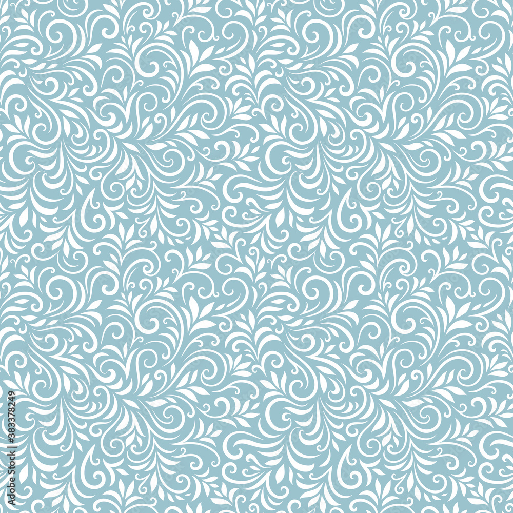 Vector seamless pattern with leaves and curls. Monochrome abstract floral background. Stylish monochrome texture. Vector seamless pattern with leaves and curls. Monochrome abstract floral background. Stylish monochrome texture.