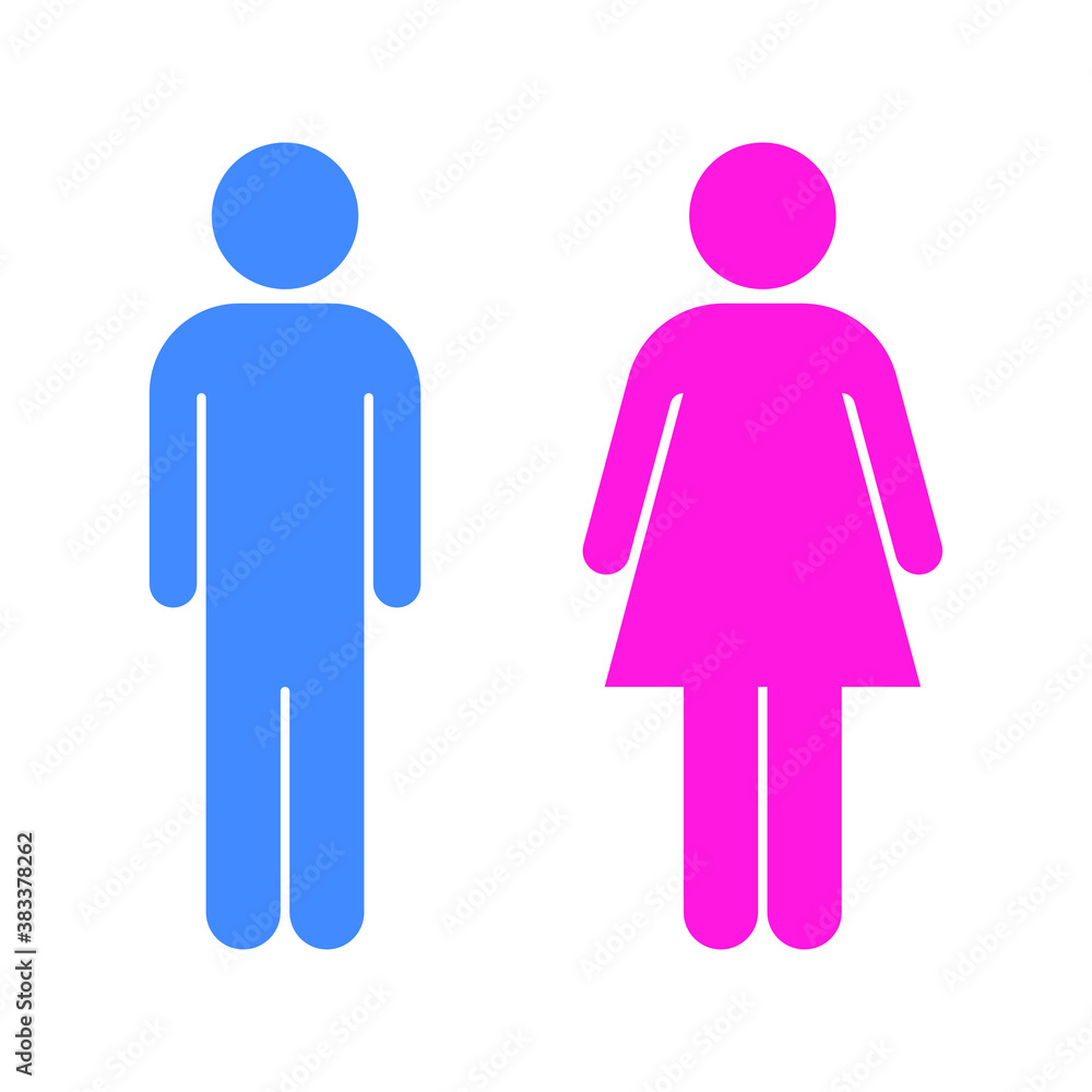 Man and woman pictogram isolated on white background. Restroom icon ...