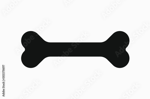 Black vector illustration of bone isolated on white background. Symbol of dog food. Bone icon vector.