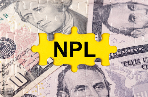 Puzzle with the image of dollars in the center of the inscription -NPL