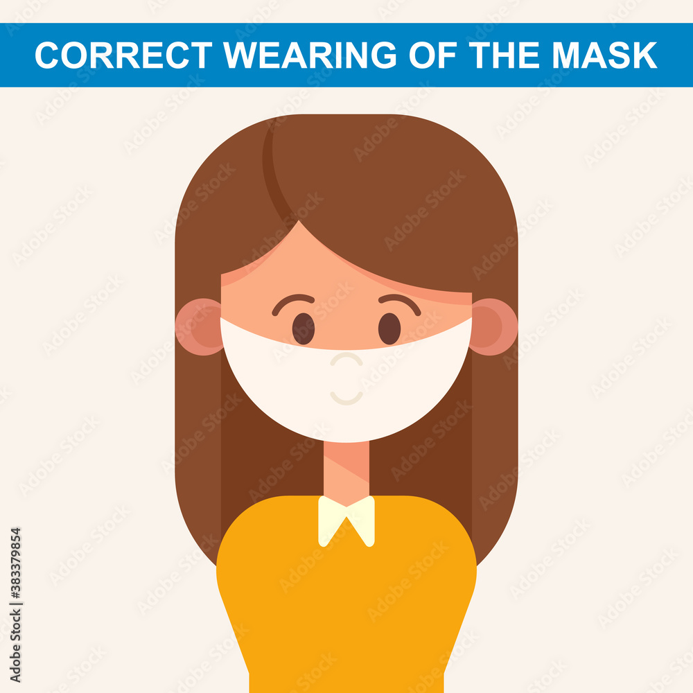 Social distance, use masks presentation how to wearing. Protect from coronavirus infection. Infographic how to protect health from covid or virus. Vector illustration.