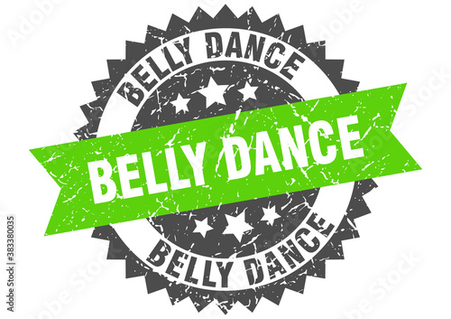 belly dance stamp. grunge round sign with ribbon