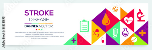 Creative (Stroke) disease Banner Word with Icons ,Vector illustration.