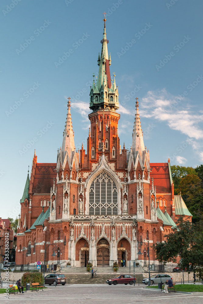 Fototapeta premium Cracow neo-gothic cathedral in the afternoon light.