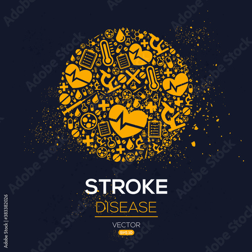 Creative (Stroke) disease Banner Word with Icons ,Vector illustration.