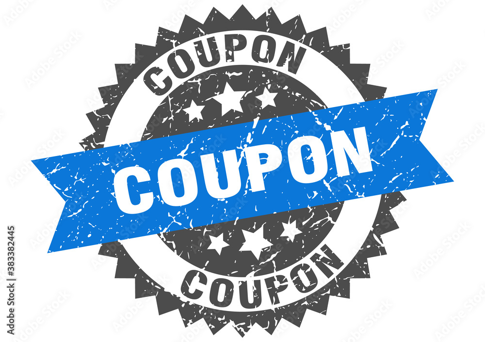 Fototapeta premium coupon stamp. grunge round sign with ribbon