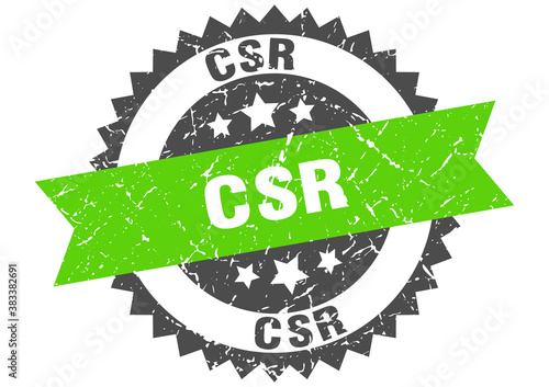 csr stamp. grunge round sign with ribbon