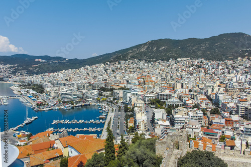 Amazing panoramic view of city of Kavala, Greece