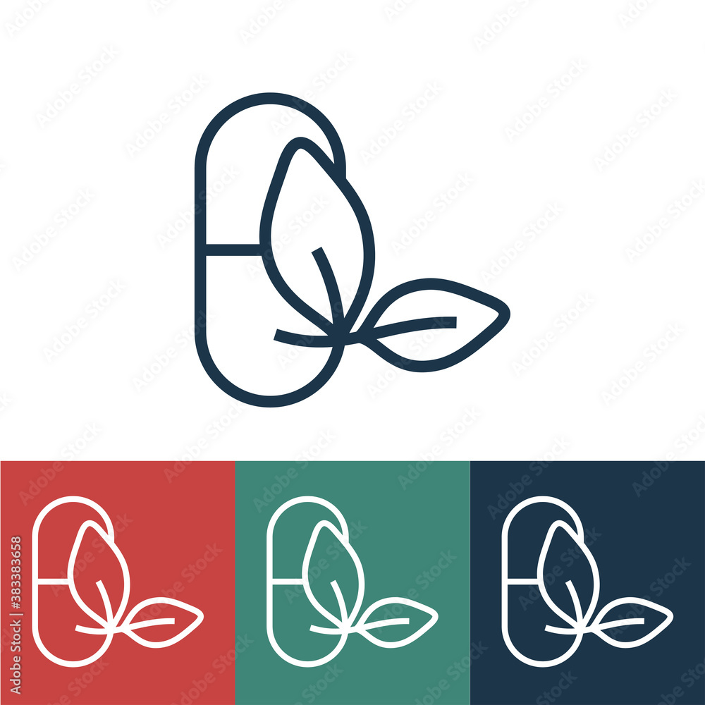 Linear vector icon with pill herbal Linear vector icon with pill herbal