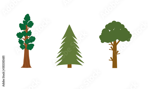 set of 3 different big trees