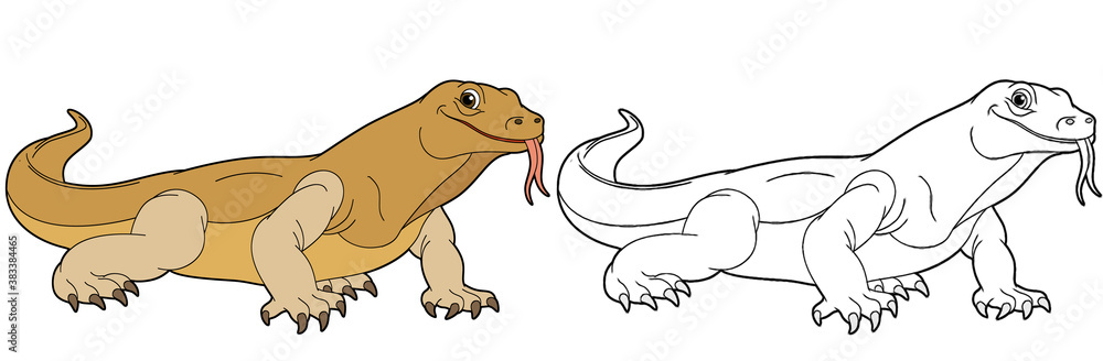 Cartoon sketch scene animal goanna on white background - illustration Cartoon sketch scene animal goanna on white background - illustration