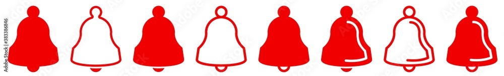 Bell Icon Red | Bells Illustration | Jingle Ring Symbol | Notification Logo | Alarm Alert Sign | Isolated | Variations Bell Icon Red | Bells Illustration | Jingle Ring Symbol | Notification Logo | Alarm Alert Sign | Isolated | Variations