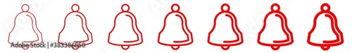 Bell Icon Red | Bells Illustration | Jingle Ring Symbol | Notification Logo | Alarm Alert Sign | Isolated | Variations