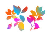 Colored leaves on a tree branch. Vector illustration