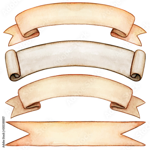 High quality watercolor vintage scroll banners