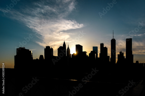 Panorama New York City at night