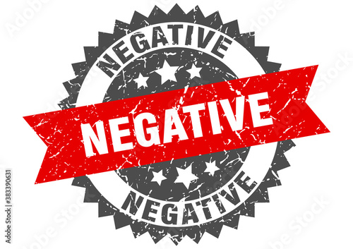 negative stamp. grunge round sign with ribbon