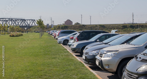 Parked cars near the green zone