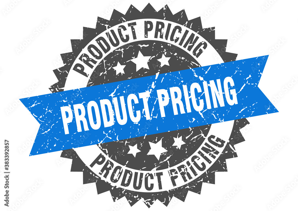 Obraz premium product pricing stamp. grunge round sign with ribbon