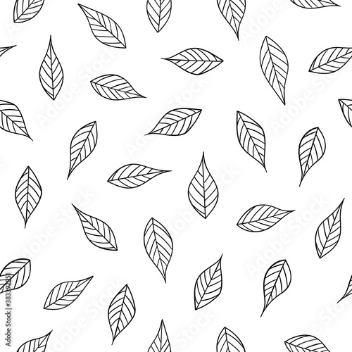 Autumn falling leaves seamless pattern. Vector isolated hand-drawn illustration. Perfect for background, print, paper or fabric design.