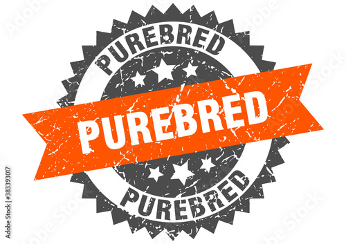 purebred stamp. grunge round sign with ribbon