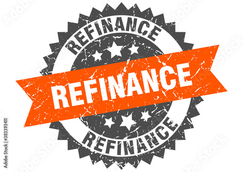 refinance stamp. grunge round sign with ribbon