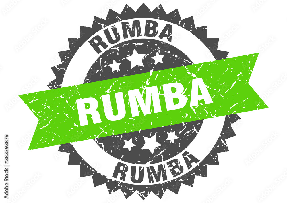 Obraz premium rumba stamp. grunge round sign with ribbon