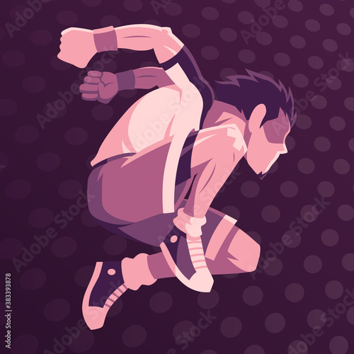 Young man practicing parkour