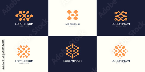 Abstract letter X logo illustration graphic in modern style. good for internet, tech, brand, advertising.Premium Vector