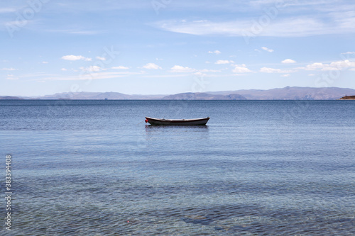Boat on Lake Titicaca at Isla Del Sol in Bolivia