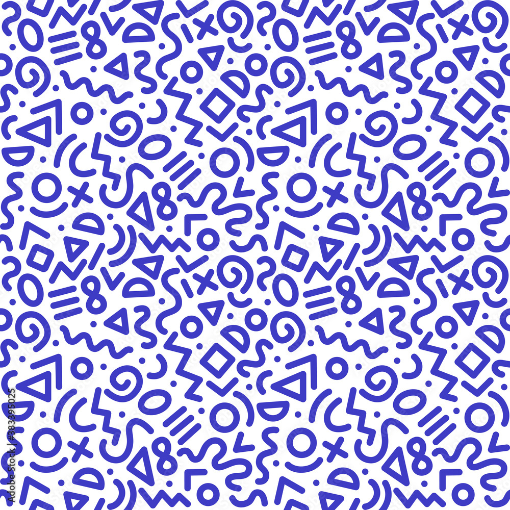 Seamless monochrome geometric pattern. Fashion 80-90s. Hipster Memphis style. Seamless monochrome geometric pattern. Fashion 80-90s. Hipster Memphis style.